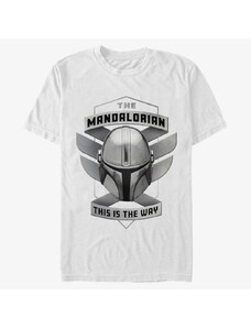 Koszulka męska Merch Star Wars: The Mandalorian - Mando Helmet lite Unisex T-Shirt White
