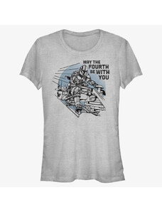 Koszulka damska Merch Star Wars: Mandalorian - We Mobbin Women's T-Shirt Heather Grey