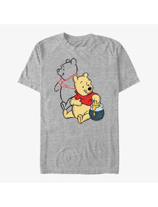Koszulka męska Merch Disney Winnie The Pooh - Pooh Line art Unisex T-Shirt Heather Grey