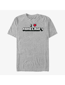 Koszulka męska Merch Minecraft - I Heart Minecraft Unisex T-Shirt Heather Grey