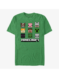 Koszulka męska Merch Minecraft - Chibi Faces Unisex T-Shirt Retro Heather Green