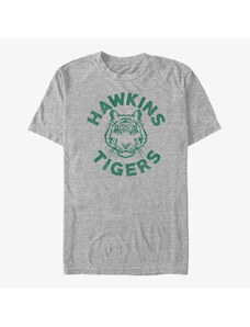 Koszulka męska Merch Netflix Stranger Things - Hawkins Tigers Green Men's T-Shirt Heather Grey