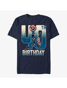 Koszulka męska Merch Marvel Avengers Classic - Capt America 40th Bday Unisex T-Shirt Navy Blue