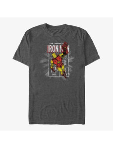 Koszulka męska Merch Marvel Avengers Classic - Iron Man Stamp Unisex T-Shirt Dark Heather Grey