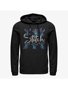 Męska bluza z kapturem Merch Disney Lilo & Stitch - STITCH POSES Unisex Hoodie Black