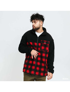 Męska bluza z kapturem Urban Classics Patterned Polar Fleece Track Jacket Black/ Red