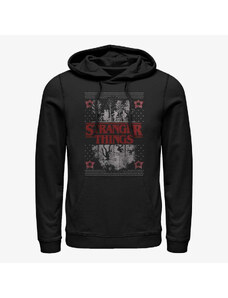 Męska bluza z kapturem Merch Netflix Stranger Things - UpsideDown Ugly Sweater Unisex Hoodie Black