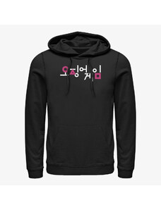 Męska bluza z kapturem Merch Netflix Squid Game - Korean Title Unisex Hoodie Black