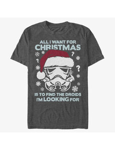 Koszulka męska Merch Star Wars: Classic - Still Looking for Droids Christmas Unisex T-Shirt Dark Heather Grey