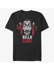Koszulka męska Merch Netflix Money Heist - Ciao Masked Trio Unisex T-Shirt Black