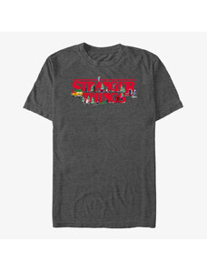 Koszulka męska Merch Netflix Stranger Things - Christmas Scene Logo Unisex T-Shirt Dark Heather Grey