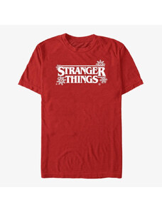 Koszulka męska Merch Netflix Stranger Things - Stranger Snowflakes Logo Unisex T-Shirt Red