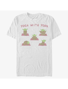 Koszulka męska Merch Star Wars: Classic - Yoga With Yoda Unisex T-Shirt White