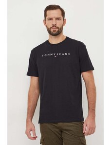 Tommy Jeans t-shirt bawełniany kolor czarny z aplikacją DM0DM17993