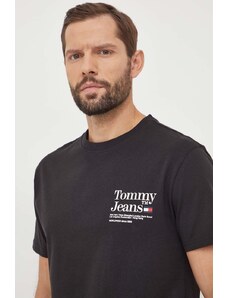 Tommy Jeans t-shirt bawełniany męski kolor czarny z nadrukiem DM0DM18870
