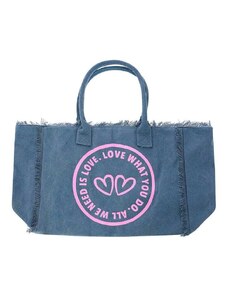 Zwillingsherz Shopper bag w kolorze niebieskoszarym - 62 x 46 x 36 cm