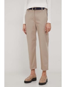 Tommy Hilfiger spodnie damskie kolor beżowy proste high waist WW0WW40504