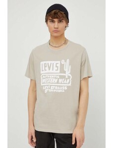 Levi's t-shirt męski kolor beżowy z nadrukiem