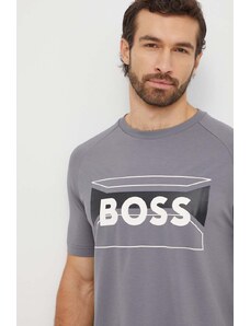 Boss Green t-shirt bawełniany męski kolor szary z nadrukiem