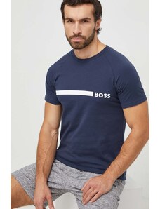 BOSS t-shirt bawełniany męski kolor granatowy z nadrukiem