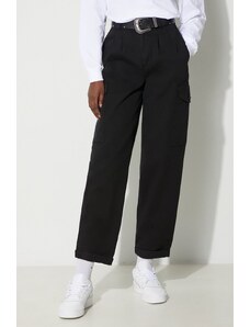 Carhartt WIP spodnie bawełniane Collins Pant kolor czarny fason cargo high waist I029789.89GD