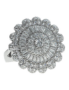 LOVRIN Srebrny pierścionek 925 bogato zdobiony elegancki z białymi cyrkoniami r17