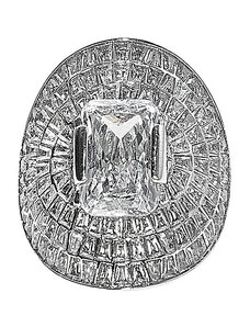 LOVRIN Srebrny pierścionek 925 masywny pierścionek z dużym cyrkoniowym oczkiem r15