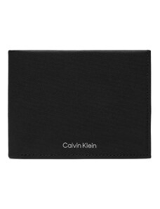 Duży Portfel Męski Calvin Klein Ck Must Trifold 10Cc W/Coin K50K511380 Ck Black Pique BEH