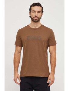BOSS t-shirt bawełniany męski kolor brązowy z nadrukiem