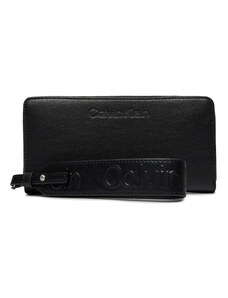 Duży Portfel Damski Calvin Klein Gracie Wallet W/Strap Lg K60K611388 Ck Black BEH