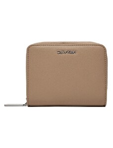 Mały Portfel Damski Calvin Klein Ck Must Z/A Wallet W/Flap Md K60K607432 Silver Mink PFA