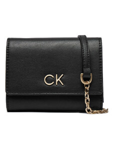 Duży Portfel Damski Calvin Klein Re-Lock Trifold Md W/Chain K60K611458 Ck Black BEH