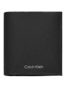 Duży Portfel Męski Calvin Klein Ck Must Trifold 6Cc W/ Coin K50K511382 Ck Black Pique BEH