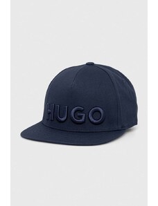 HUGO czapka z daszkiem kolor granatowy z aplikacją 50510116