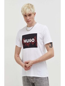 HUGO t-shirt bawełniany męski kolor biały z nadrukiem 50506989