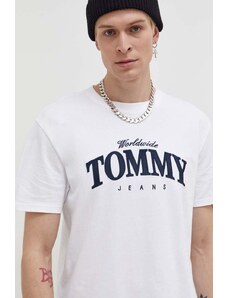 Tommy Jeans t-shirt bawełniany męski kolor biały z nadrukiem DM0DM18274