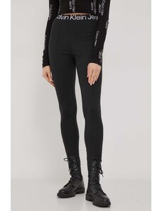Calvin Klein Jeans legginsy damskie kolor czarny gładkie