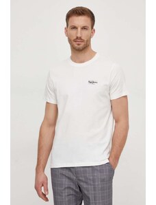 Pepe Jeans t-shirt bawełniany CHASE męski kolor beżowy z nadrukiem