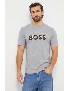 BOSS t-shirt bawełniany męski kolor szary z nadrukiem
