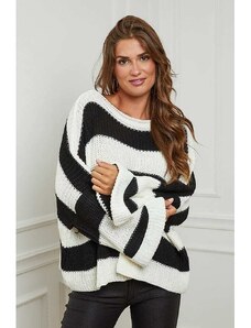 Plume Sweter "Myriam" w kolorze czarno-białym
