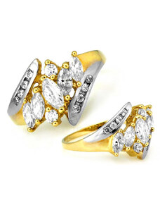 LOVRIN Bogato zdobiony pierścionek żółte i białe złoto 585