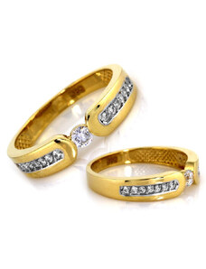 LOVRIN Złoty pierścionek 585 elegancka obrączka z cyrkoniami