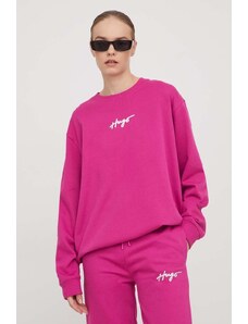 HUGO bluza damska kolor różowy z aplikacją