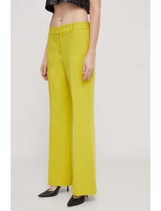 Dkny spodnie damskie kolor żółty szerokie high waist UK3PX024