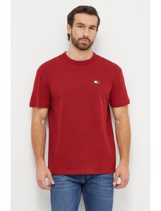 Tommy Jeans t-shirt bawełniany kolor bordowy z aplikacją DM0DM17995
