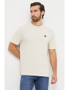 Tommy Jeans t-shirt bawełniany kolor beżowy z aplikacją DM0DM17995