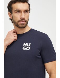 HUGO t-shirt bawełniany męski kolor granatowy z nadrukiem 50508944