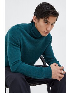 Samsoe Samsoe sweter wełniany ISAK męski kolor zielony lekki z golferm M10000008