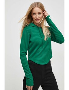 Guess bluza ANNEKA damska kolor zielony z kapturem gładka V4RQ03 KC2U2