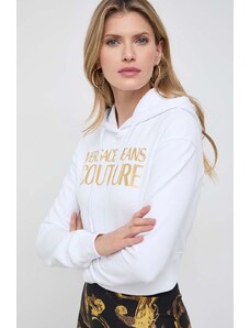 Versace Jeans Couture bluza bawełniana damska kolor biały z kapturem z nadrukiem 76HAIT04 CF01T